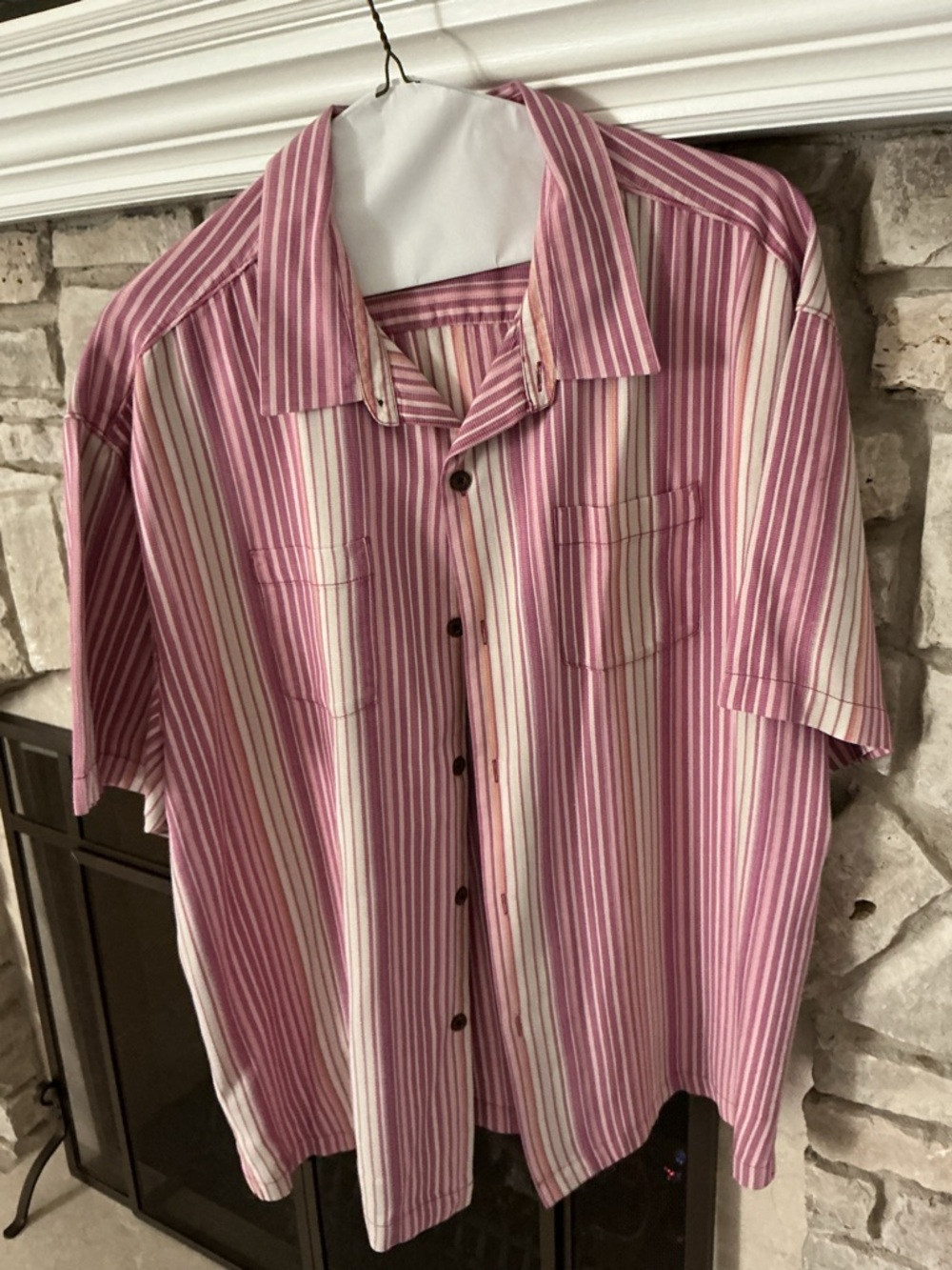 Tommy Bahama Pink & Cream Striped Short-Sleeve Button-Down